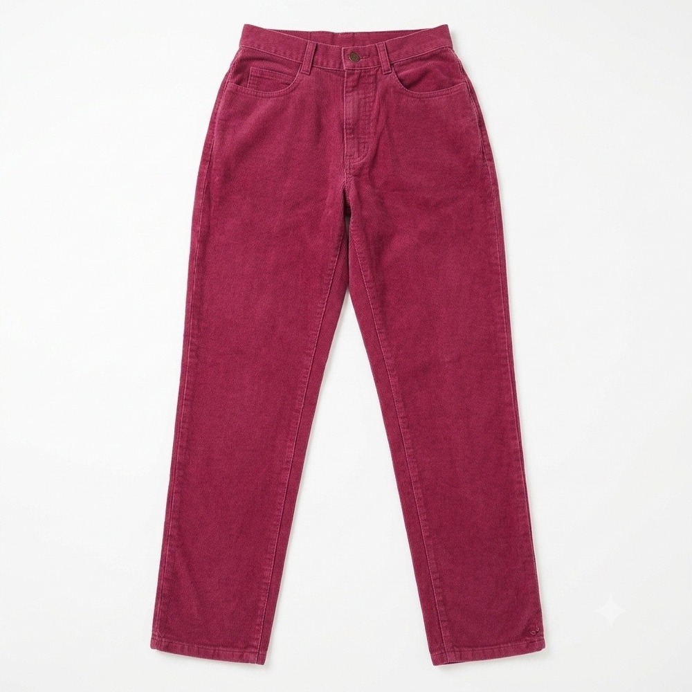 VTG NWT Lee Jeans Womens 5 Med Maroon Burgundy Tapered Made in USA Deadstock
